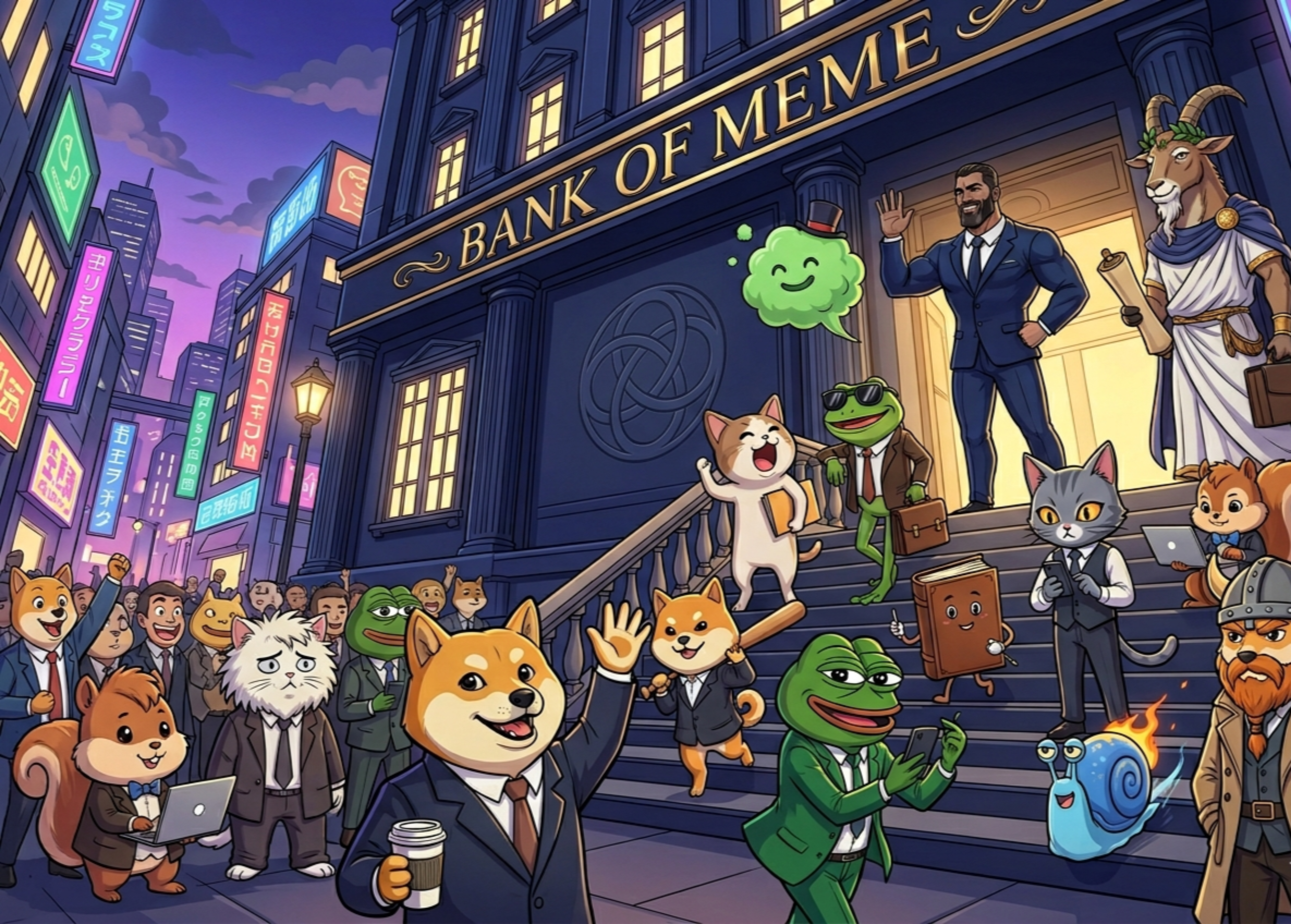 Bank of Meme with meme characters